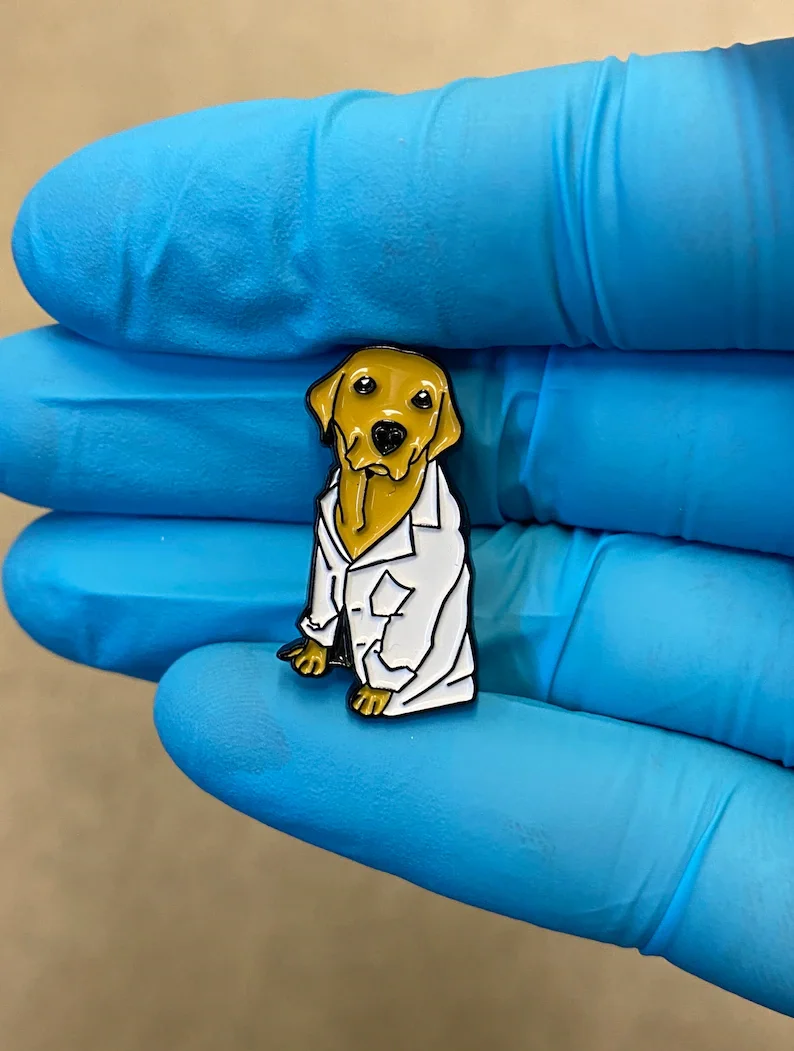 Laboratory Science Dog Pin Labrador Retriever Puppy Soft Enamel Lapel Cute Animal Badge Brooch | Украшения и аксессуары
