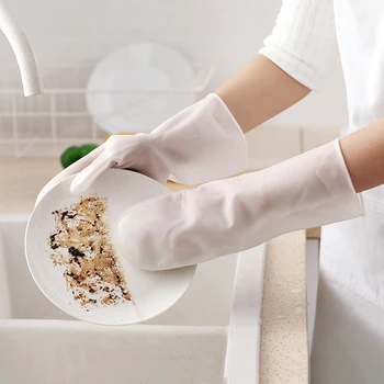 

Non-Slip Waterproof Heat Insulation Wear-Resistant Kitchen Silicone Dishwashing Gloves Household Laundry Car Wash Gloves