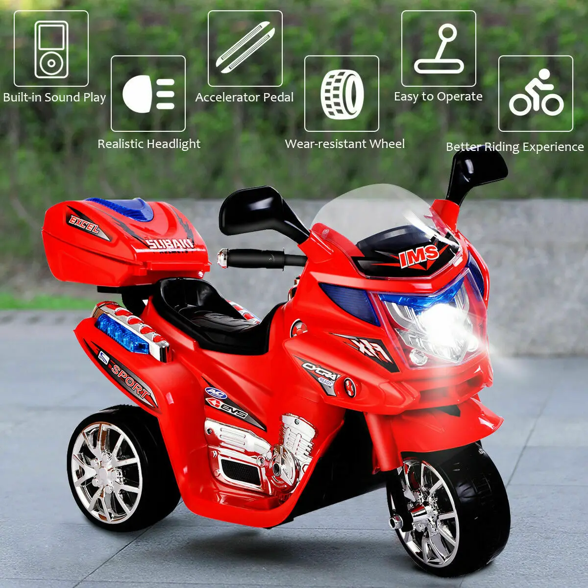 3-Wheel Battery-Powered Kids Ride-On Motorcycle 2