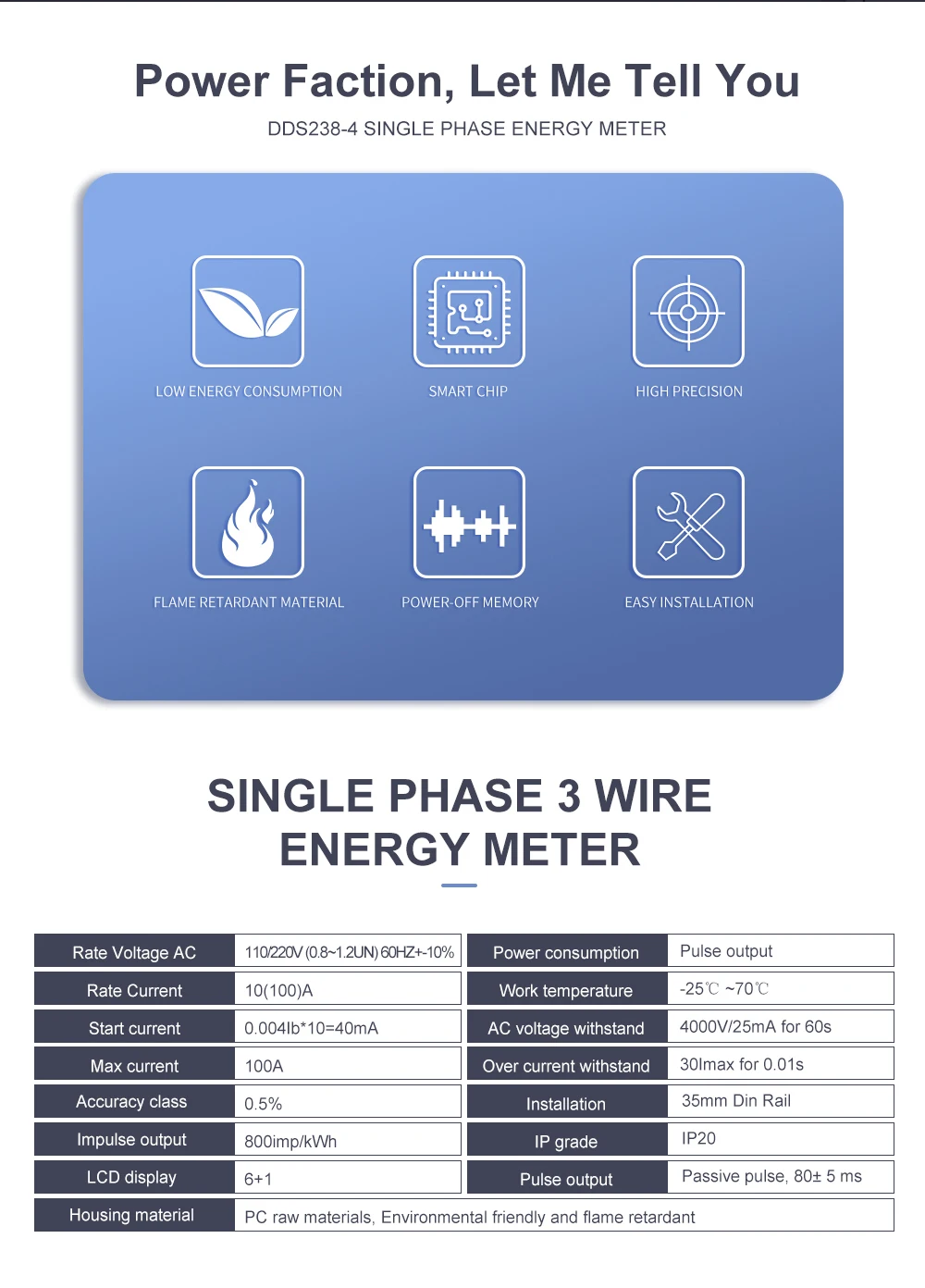 Однофазный трехпроводной Din рейка 100 В/110 В 60 Гц кВтч ватт час din счетчик энергии ЖК