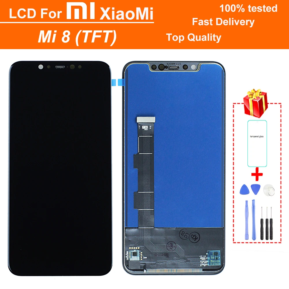 

100% tested TFT 6.21" Mi 8 LCD Display for Xiaomi Mi 8 LCD Touch Screen Digitizer Assembly, with frame Display Replacement