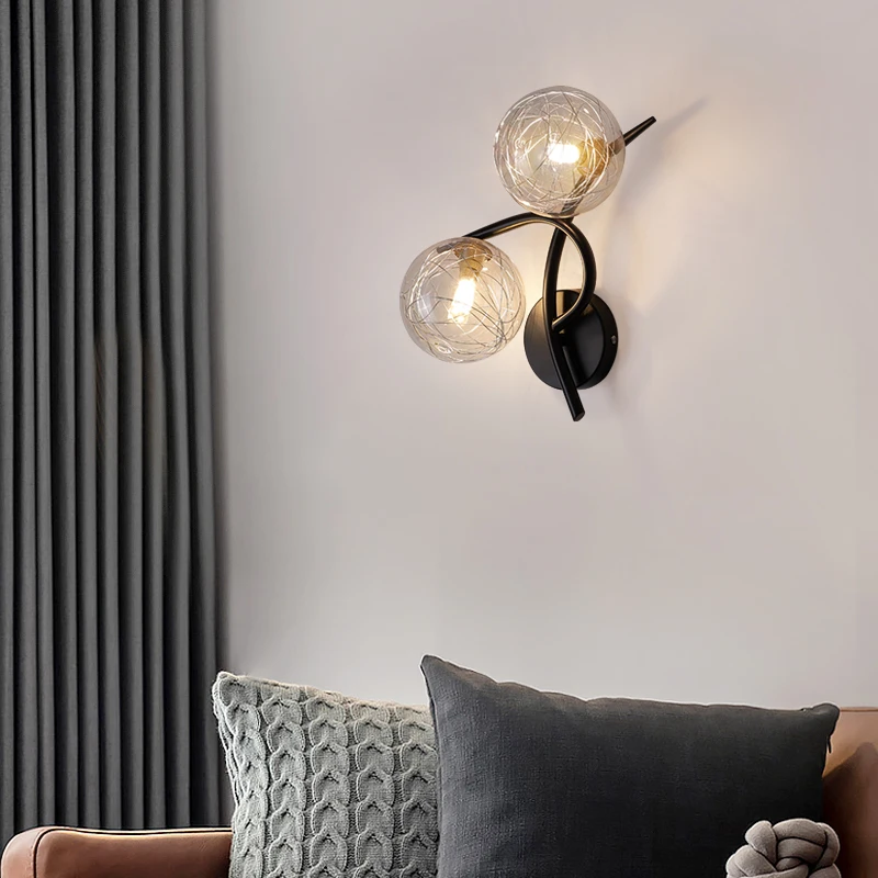 

Nordic Wall Lamp Bedroom Bedside Lamp Modern Minimalist Creative Aisle Wall Lamp Living Room TV Background Decorative Wall Lamp