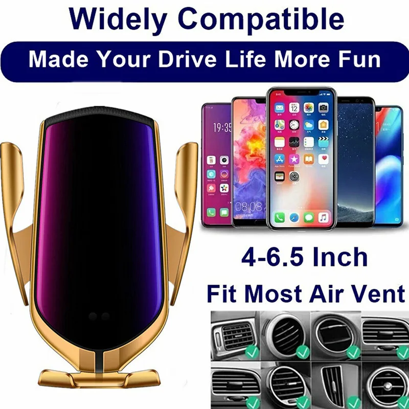 

Wireless Charger Car Mount Automatic Clamping Fast Charging Cell Phone Holder DJA99