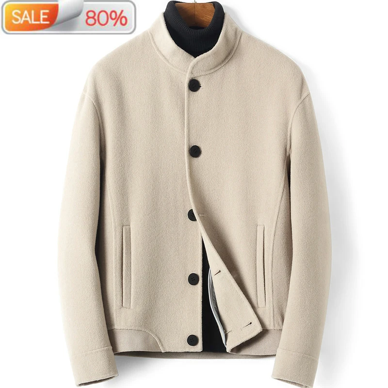 

100% Coat Men Clothes 2020 Double Face Wool Jacket Korean Spring Autumn Luxury Mens Overcoats S-M1009 B24295
