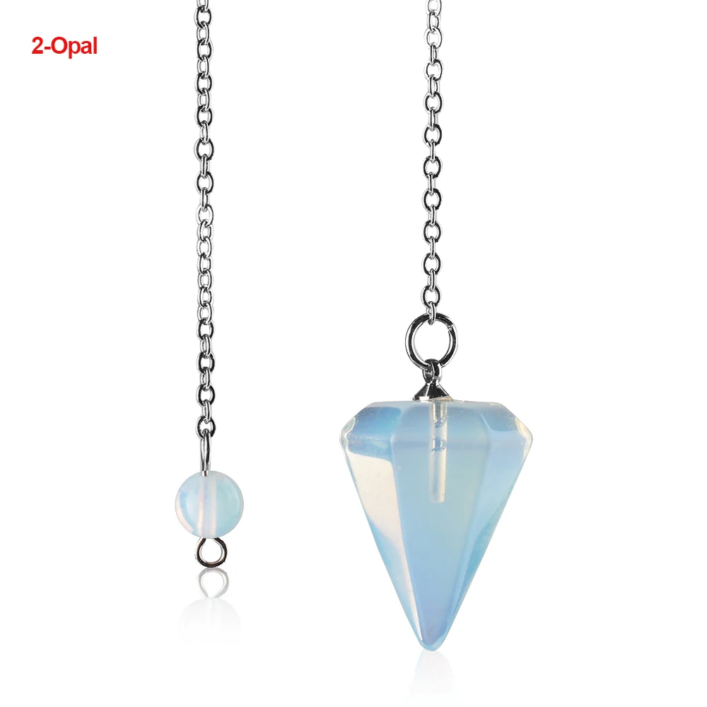 2-Opal 1 шт. шестиугольная Пирамида рейки маятниковая подвеска натуральный камень целебный Кристалл амулет модные ювелирные изделия аксессуары - Окраска металла: 2-Opal