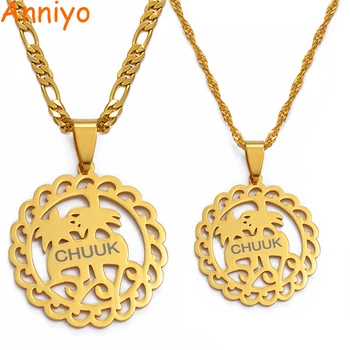 

Anniyo Guam Pendant Necklaces Hawaiian Chuuk Jewellery Gold Color Palm Coconut Tree Necklaces Kiribati Jewelry #131721