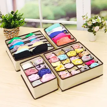 

Non-woven Underwear Bra Storage Box Socks Scarves Case Drawer Organizer Foldable 6/7/8/12/24 Grids Wardrobe Drawer