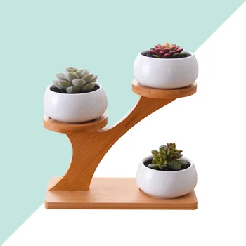 

White Ceramic Flowerpot Household Succulent Bonsai Planters Pots Garden Decor Free of Plants
