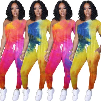 

European and American Women's Fashion Cute Tie-Dye Jumpsuit