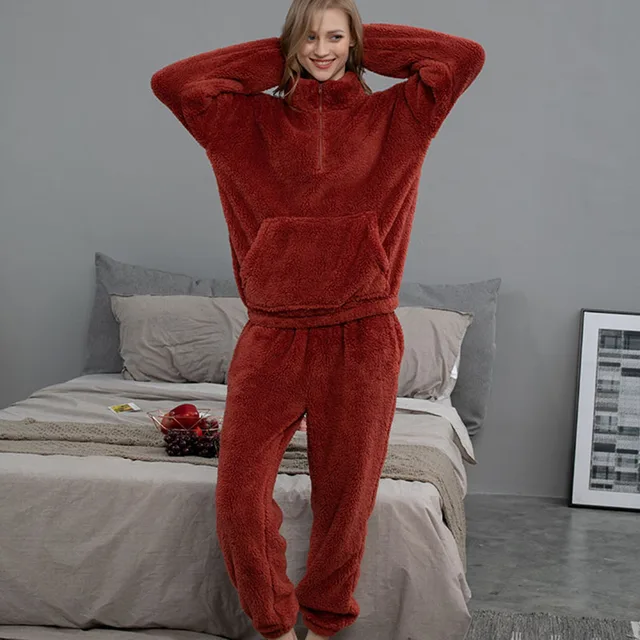 BOHOWAII Flannel Pajama Set Zipper Loose Pajamas Casual Pyjama Homme Hiver  Chaud Indoor Clothing Thick Warm Pants Sleep Tops|Men's Pajama Sets| -  AliExpress