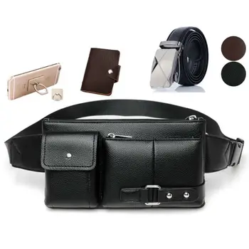 

Fashion Men Chest Bag Sport Outdoor Waist Pack Shoulder Bags PU Leather Sling Bags Crossbody Satchel /BY