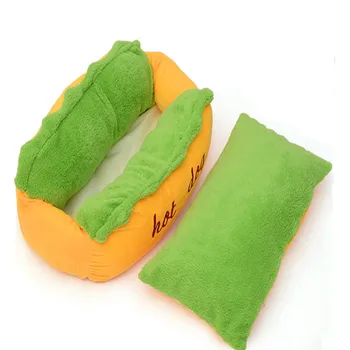 

Freeshipping Upholstered bed for cats and dogs bed Hot dog shape Embracer Sandwlch doghouse Super soft washable Warm winter sofa