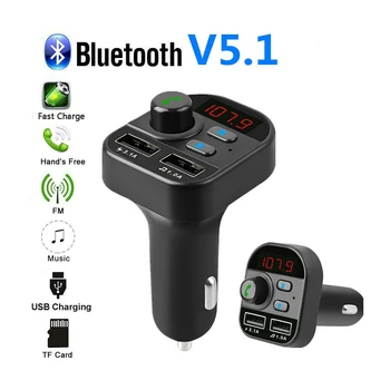 

Bluetooth 4.2 MP3 Player Handsfree Car Kit FM Transmitter support TF Card U disk QC2.0 3.1A Fast Dual USB Charger Power Adapter