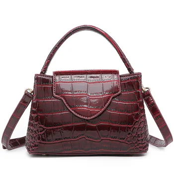 

Hot Brand Design Crocodile Brown Leather Tote Bag Python Pattern Leather Shoulder Bags Ostrich Clutch for Party