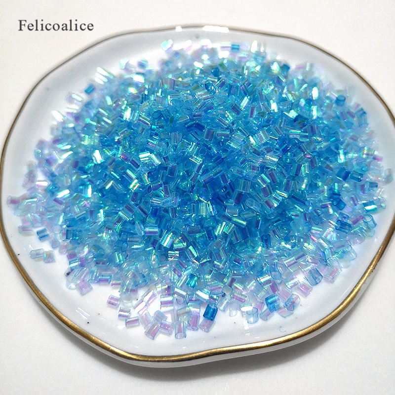 Description Picture 4 of item2*3mm 100g Bingsu Beads Czech Cylindrical Plastic Seed Needle Beads For DIY Material Cross Stitch Embroidery Handmade Sewing