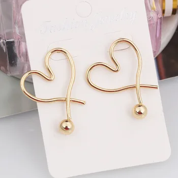 

ES1316 Punk Gold Color Heart Round Oval Metal Stud Earrings Simple Geometric Earrings For Women Personality Jewelry Brincos