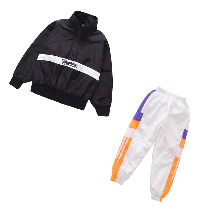 Children's Street Dance Wear Suit Loose Jacket+Pants 2 Piece Set Kids Girls Boys Hip Hop Costumes for Stage Performance 4-18T (3)