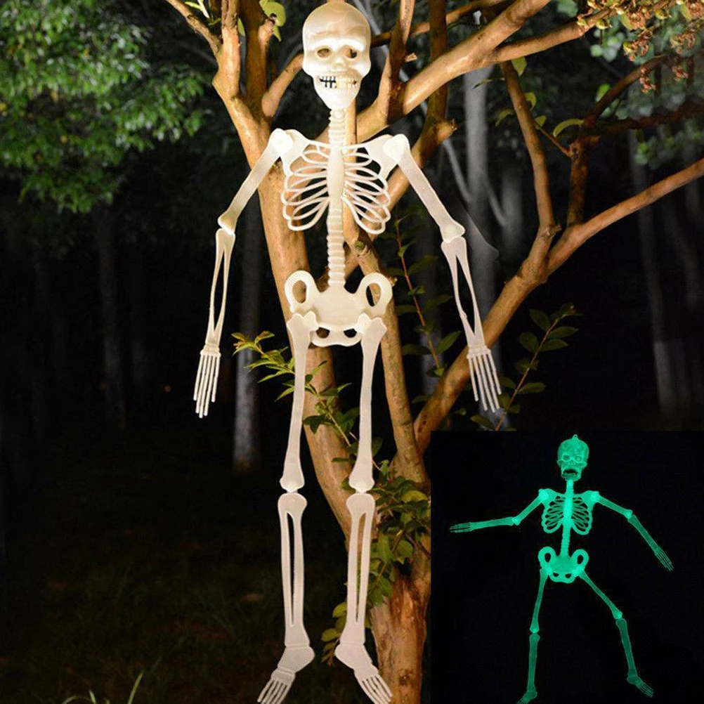 

Horror Luminous Movable Skull Skeleton Scary Halloween Decoration Eve Props Glow Evil Party Favors Hanging Decor Outdoor 90cm