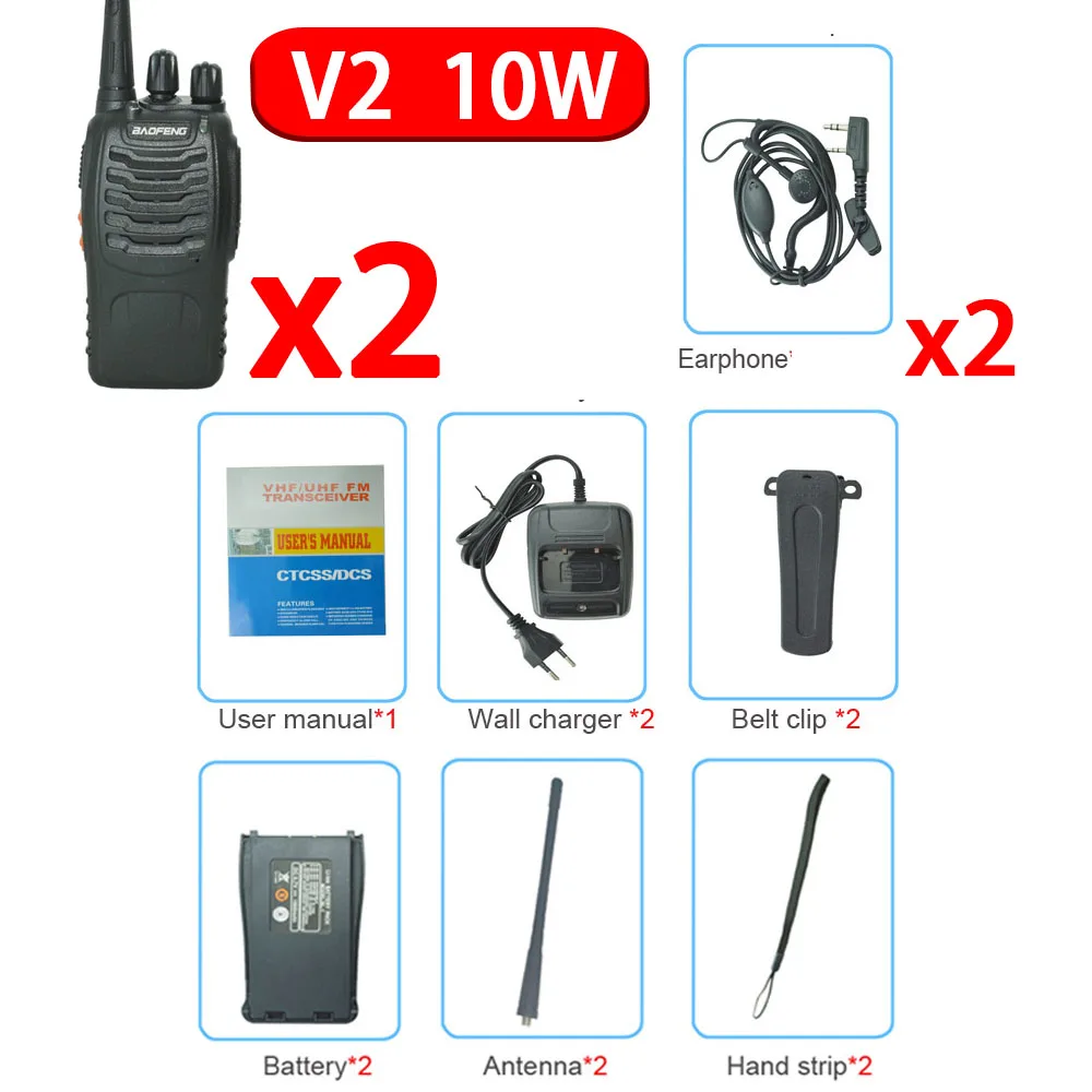 2022 Original  New 2PC or 4PCS Baofeng BF-888S Walkie Talkie UHF 5/10W 400-470MHz BF888s BF 888S Cheap Two Way Radio Transceiver two way radios for sale Walkie Talkie