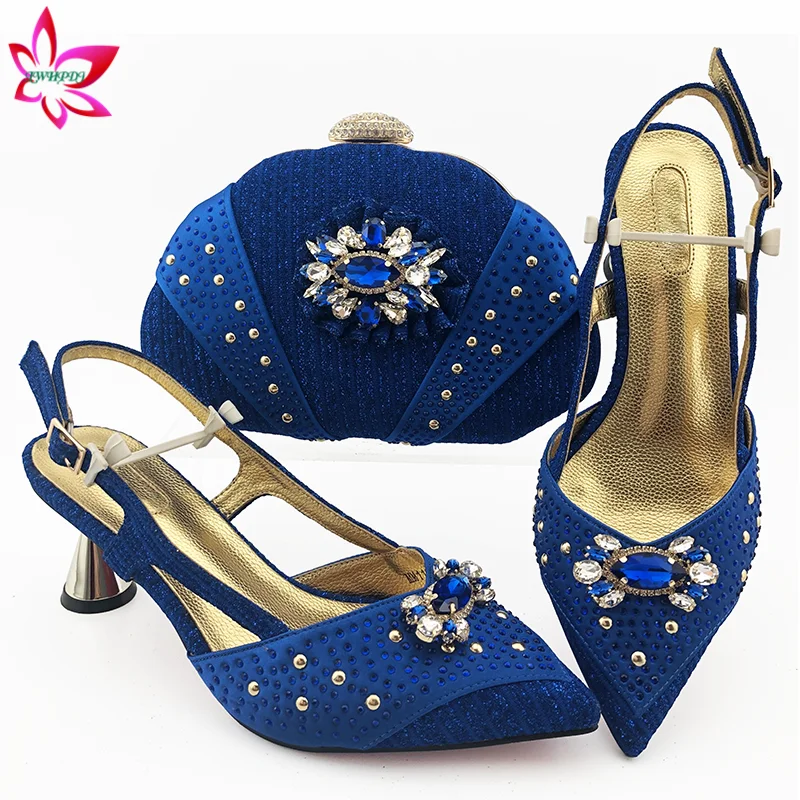 royal blue clutch bag and shoes