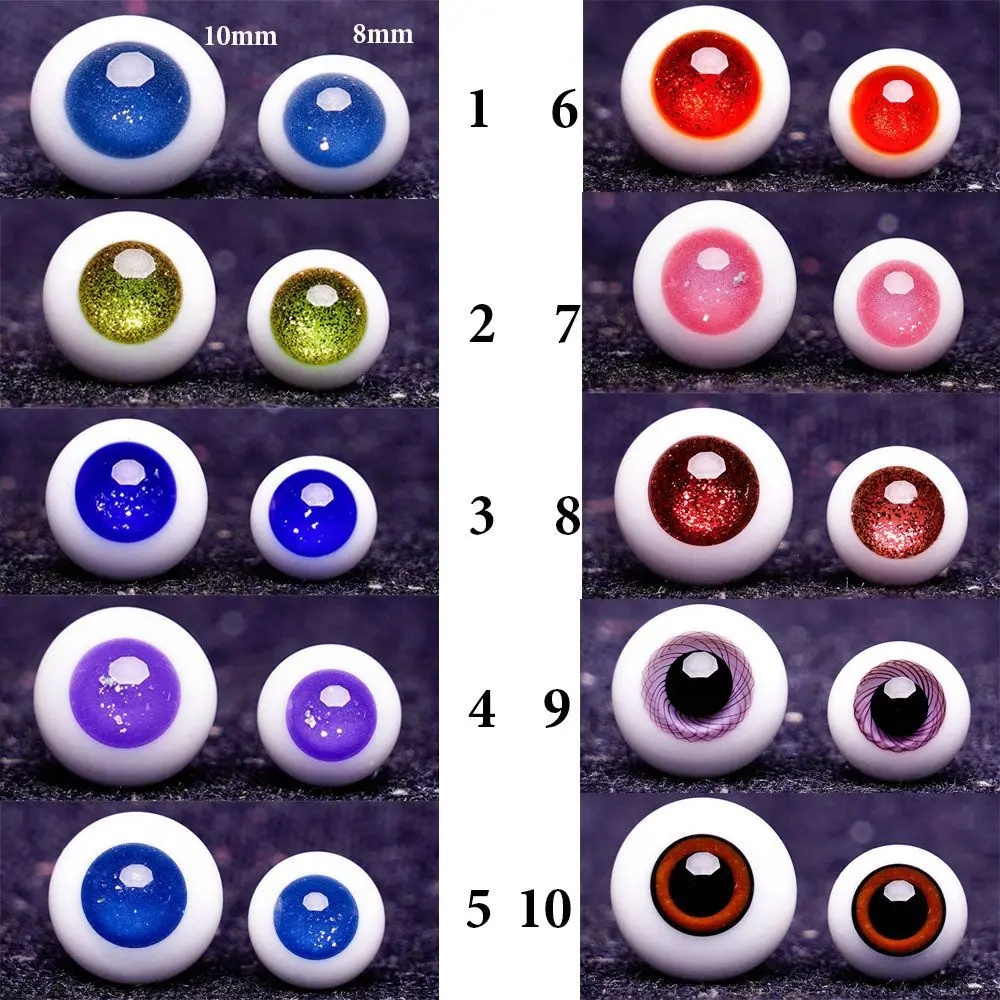 8/10mm Doll Glass Eyes Multicolor Cute Safety Eyeball for Dolls Animal Toys DIY Doll Making Crafts Dolls Accessories