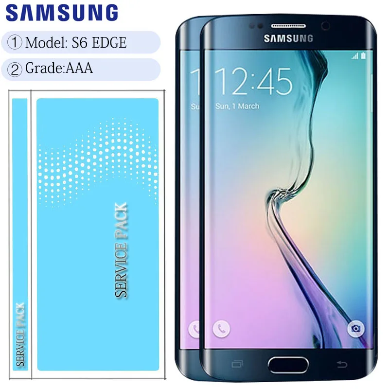 5,1 ''Супер AMOLED дисплей для SAMSUNG Galaxy S6 edge lcd+ рамка G925 G925I G925F сенсорный экран дигитайзер+ Сервисный пакет