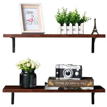 

2Pcs Clear Home Office Book Storage Rack Acrylic Wall Floating Ledge Shelft for Pictures and Frames Modern Home Decorative Brown