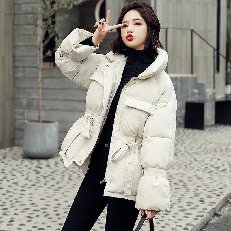 

Women winter jackets parkas 2019 Fashion Thick warm Lantern sleeve tops jackets Slim solid casual jackets for female coat MY165