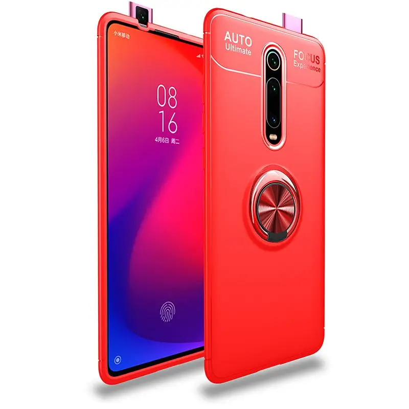 Для Redmi K20 Pro металлический Невидимый кольцевой кронштейн ТПУ чехол для Redmi 6 Pro 6 A Магнитный поглощающий анти-осенний чехол - Цвет: red