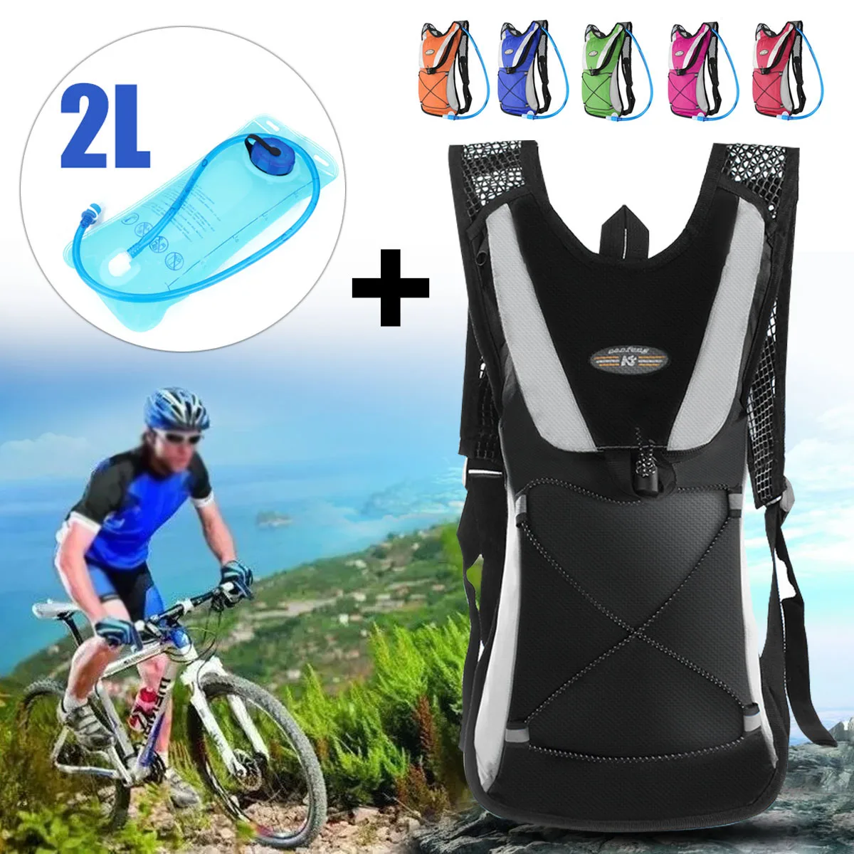 6 Color 2L Outdoor Portable Water Bladder Bag Hydration Backpack Sports Camping Hiking For Hiking Bike Mountain Cycling Bicycle