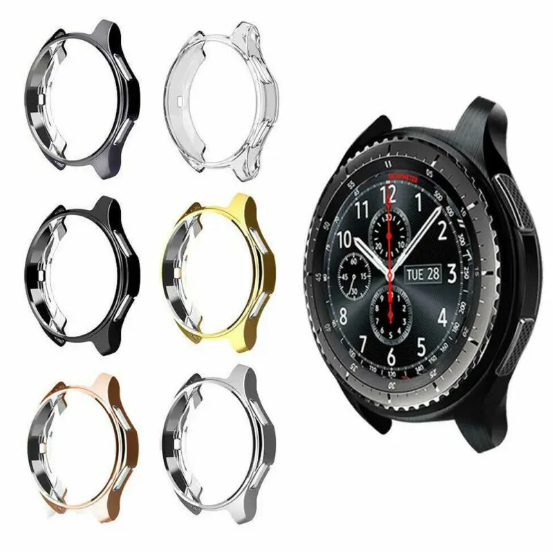 

2019 For Samsung Galaxy Watch Silicone Soft TPU Bumper Case Protector Cover Screen Protector 42mm 46mm