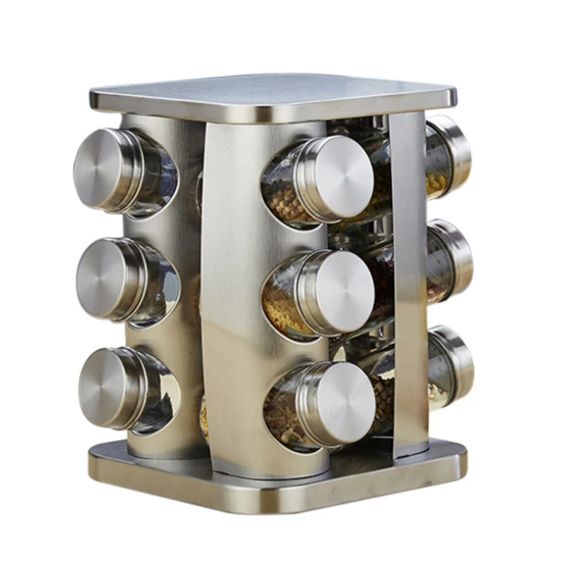 

Rotary Seasoning Jar Seasoning Box Stainless Steel Salt Pot Glass Seasoning Jar Kitchen Supplies Seasoning Box Seasoning Jar