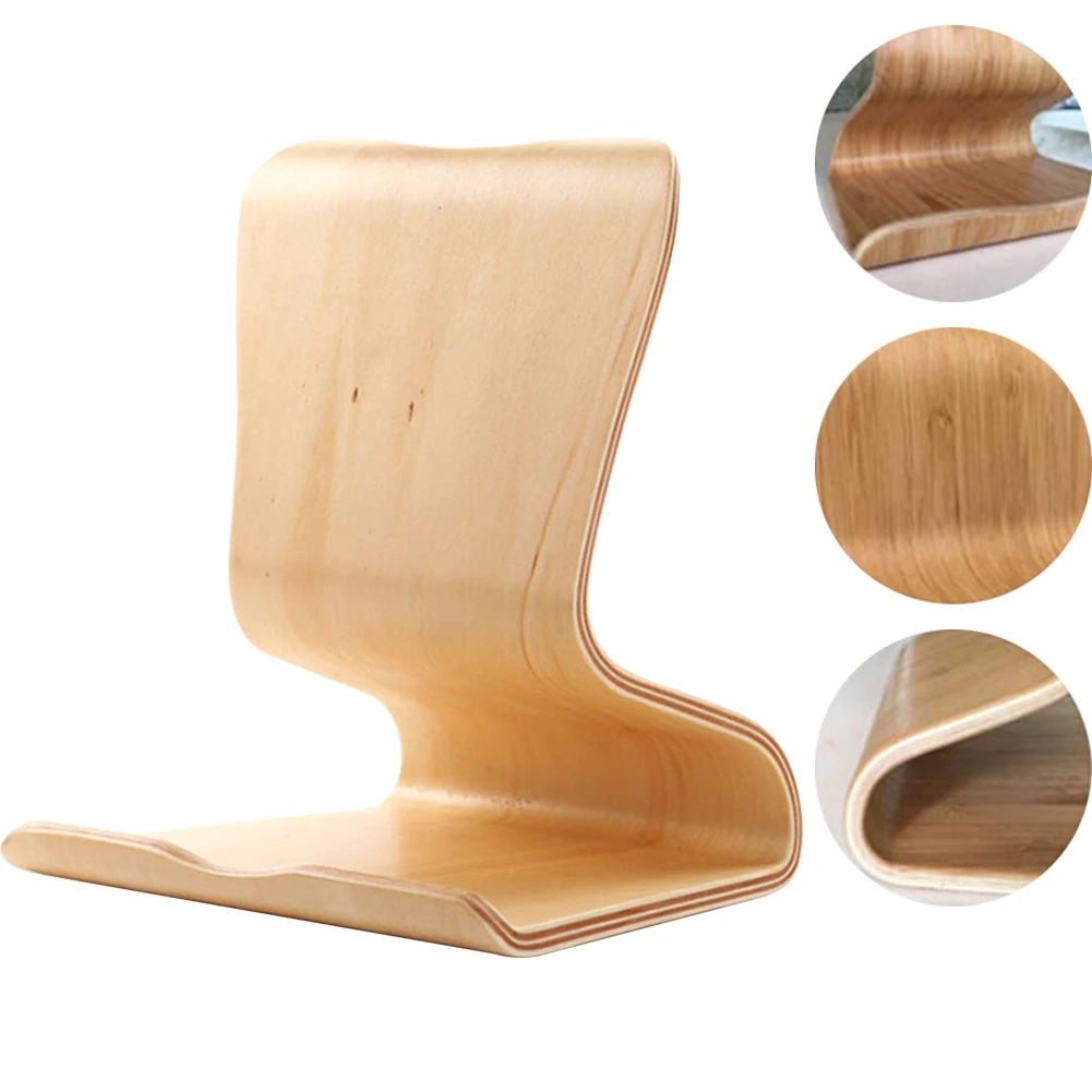 

Support Practical Smooth Non Slip Portable Desk Tablet Holder Wooden Home Phone Stand Lightweight Durable Office Bending Design