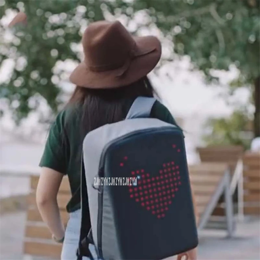 

PXII201907 многофункциональный DIY рекламный мешок Динамический светодиодный дисплей экран полиэстер приложение управление интеллектуальные плечи рюкзак