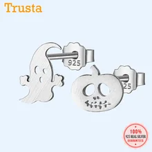 Trusta, 925 пробы, серебряные женские ювелирные изделия, модные крошечные пасхальные серьги-гвоздики с привидением и тыквой для дочек, девочек, DS58
