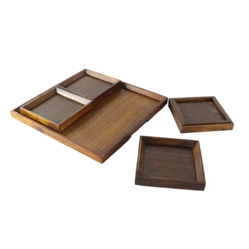 

Solid Wood Plate Fruit Dishes Saucer Tea Tray Dessert Dinner Plate Tableware Set