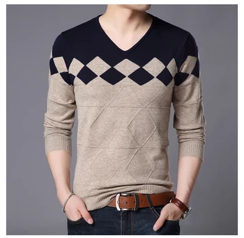 

clothes mens pullover men Casual Cotton Computer Knitted V-Neck Full Pullovers