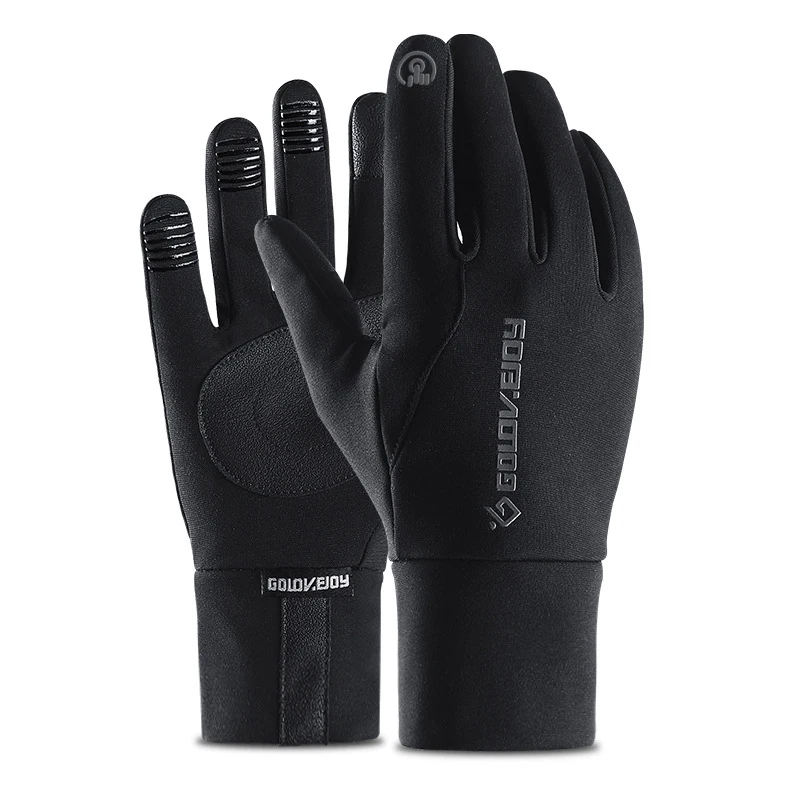 Зимние теплые ветрозащитные спортивные перчатки для езды на открытом воздухе для мужчин и женщин с сенсорным экраном плюс бархатные Нескользящие водонепроницаемые перчатки на весь палец