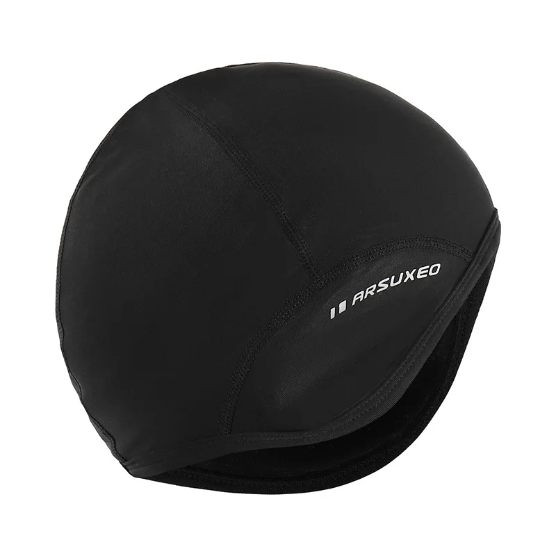 black ARSUXEO Зимние флисовые велосипедные шапки для спорта на открытом воздухе MTB велосипедные головные уборы Снежный Череп шапки шлем лайнер для мужчин и женщин ветрозащитный PT03 - Цвет: black