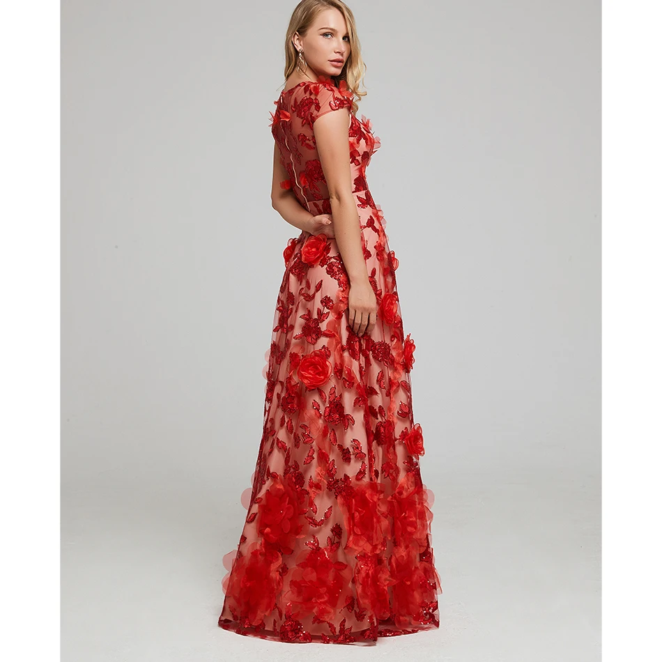 Halinfer Chinese applique Style Long Dress High Quality Red Bodycon Maxi Celebrity Wedding Cocktail Party Dress Vestidos