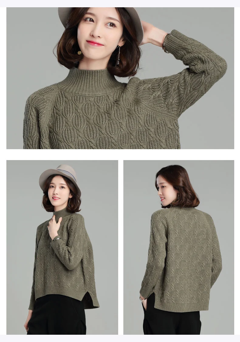 autumn and Winter new Casual Knitted Turtleneck Sweaters Womens Fashion Loose Thick Pullovers Sweaters women