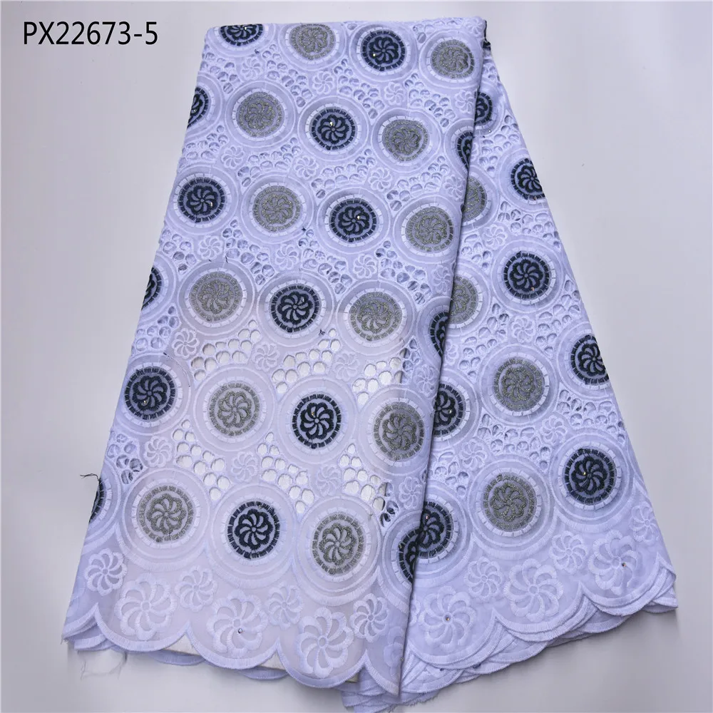 New coming african style Guangzhou lace markrt cotton fabric 5 yards polish dry lace for women