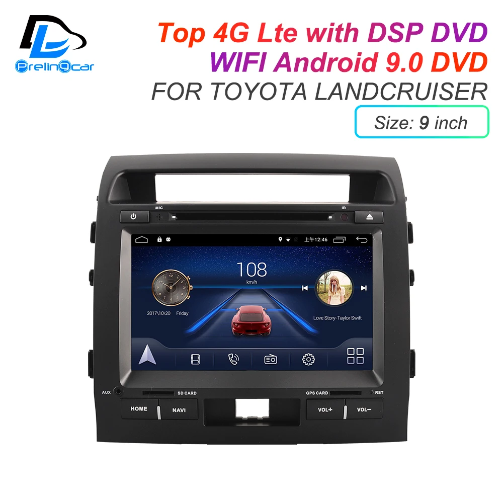 Clearance IPS  touch screen DSP Android 9.0 2 DIN 4g Lte radio For TOYOTA Land Cruiser 2015-2017 years GPS DVD player stereo navigation 1