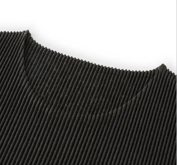 Однотонная футболка, тонкая женская летняя новинка, Miyake fold, с круглым вырезом, тонкая рубашка с пятиконечным рукавом