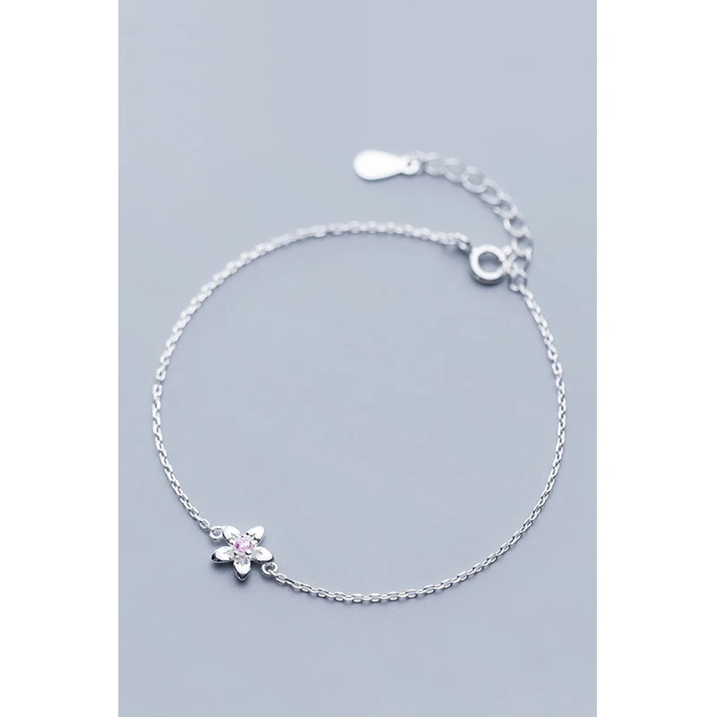 La MaxZa 925 стерлингового серебра установка розовый цветок браслеты для женщин Мода дамы стерлингового серебра ювелирные изделия женщин браслет a