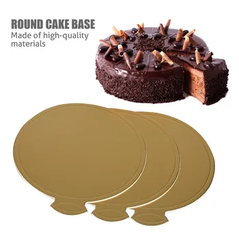 

100Pcs 8cm Gold Decorative Round Cake Board Mousse Pad Card Dessert Baking Pastry Display Tray for Parties Cake Decorating