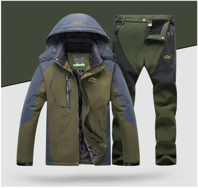 Jacket Pants 3 Зимний лыжный костюм для мужчин лыжная куртка брюки наборы Лыжный водонепроницаемый ветрозащитный утолщенная теплая зимняя одежда для мужчин - Цвет: Jacket Pants 3