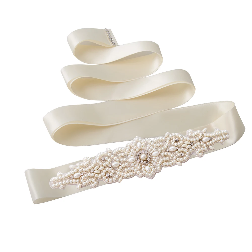 ivory TRiXY S26A, жемчужный свадебный пояс, стразы, жемчуг, пояс невесты, свадебные аксессуары, пояс для вечернего платья - Цвет: ivory