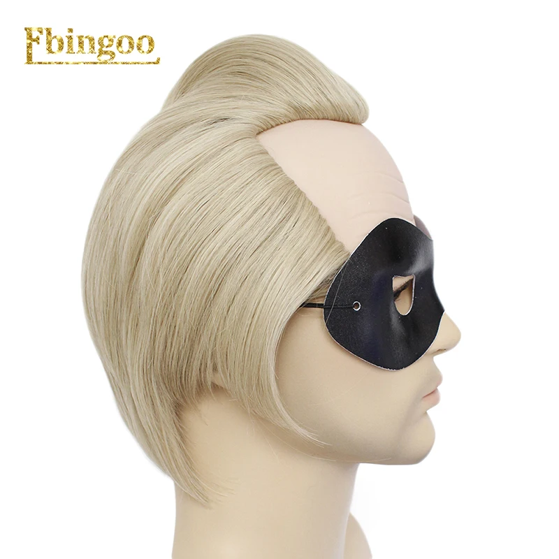 Ebingoo Суперсемейка синтетический парик для косплея для мужчин Mr Super Energy Ba Bobo Blonde Короткий прямой парик с маской для глаз