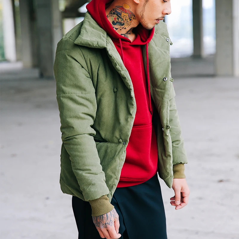 Однотонные толстые куртки, пальто для мужчин, манто Homme Hiver, зимние парки, куртка для мужчин, модная мужская парка с отложным воротником, мужская куртка s - Цвет: Army green